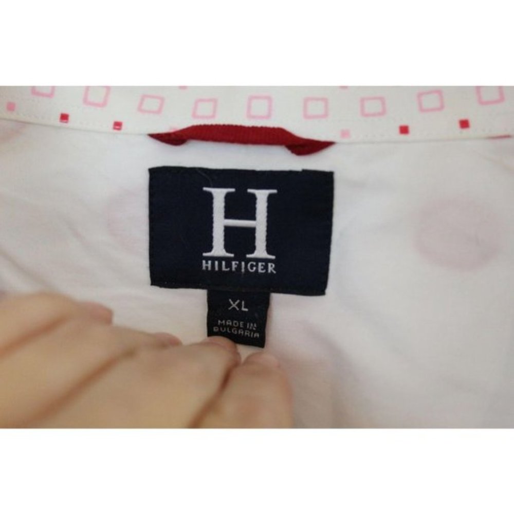 TOMMY HILFIGER WHITE/PINK POLKA DOT SHIRT XL - Picture 6 of 6